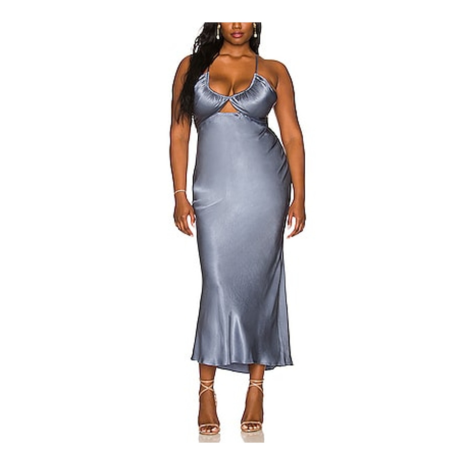 Shona Joy Sleek Blue La Lune Midi Dress Size 6